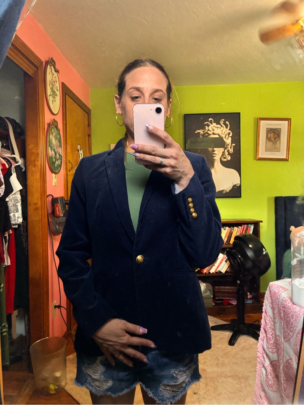J. Crew Navy Velvet Single-Button Blazer - Picture 4 of 5